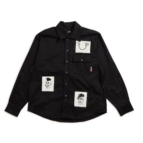 MEN&#039;S COTTON SHIRT WITH PRINTED PATCHES